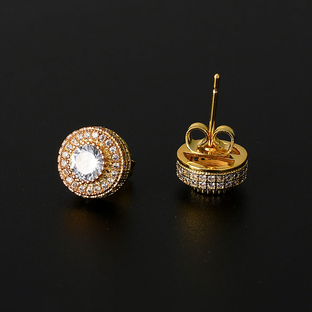 Women's & Men's & Copper Round Full Zircon Hip Hop Rings