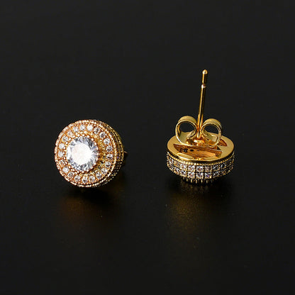 Women's & Men's & Copper Round Full Zircon Hip Hop Rings