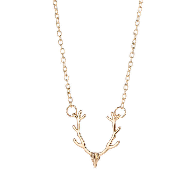 Christmas Small Antlers Deer Head Elk Necklaces