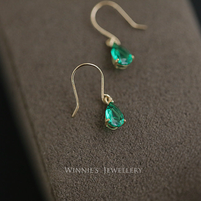 Sterling Sier Gold Plated Emerald Zircon Earrings