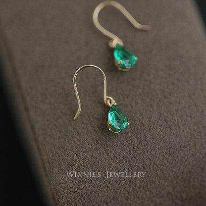 Sterling Sier Gold Plated Emerald Zircon Earrings