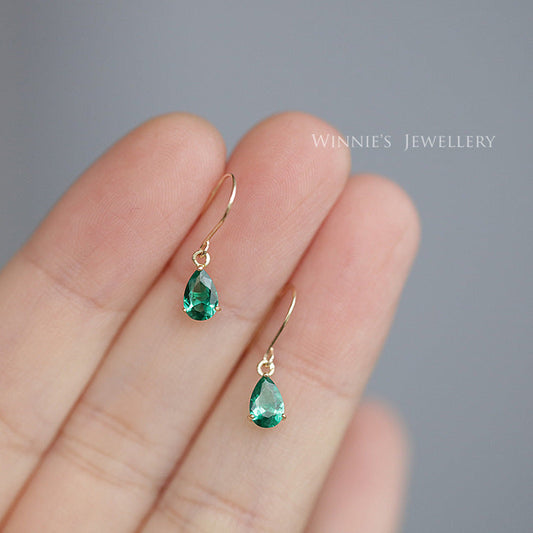Sterling Sier Gold Plated Emerald Zircon Earrings