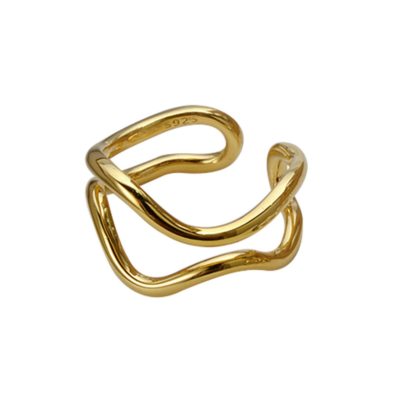 Women's Sterling Sier Irregular Curve Bar Switchable Rings