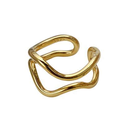 Women's Sterling Sier Irregular Curve Bar Switchable Rings