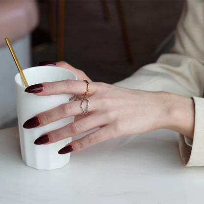 Women's Sterling Sier Irregular Curve Bar Switchable Rings