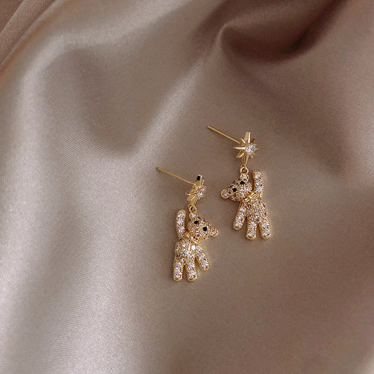 Personality Small And Simple Full Diamond Earrings
