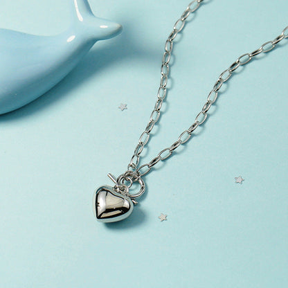Three-dimensional Heart Shape Clavicle Female Versatile Simple Necklaces