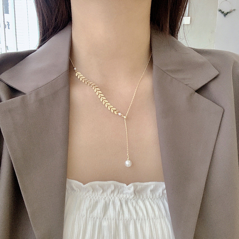 Wheat Pearl Female Simple Cold Style Niche Design Temperament Necklaces