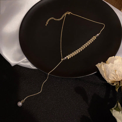 Wheat Pearl Female Simple Cold Style Niche Design Temperament Necklaces