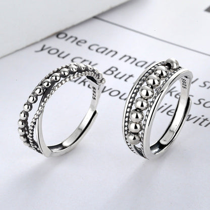 Simple Polka Dot Beaded Thai Sier Rings