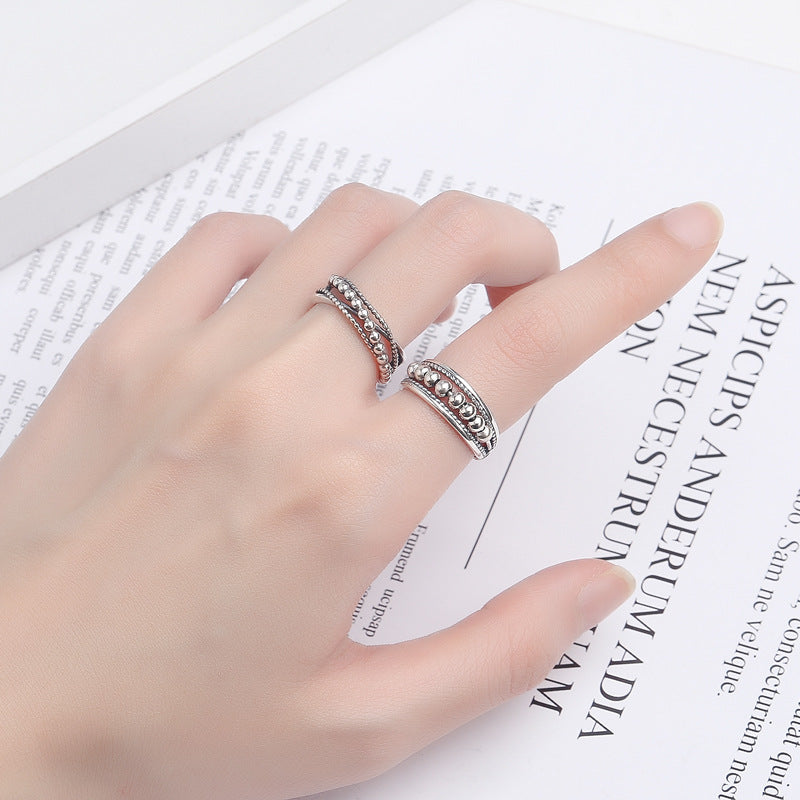 Simple Polka Dot Beaded Thai Sier Rings