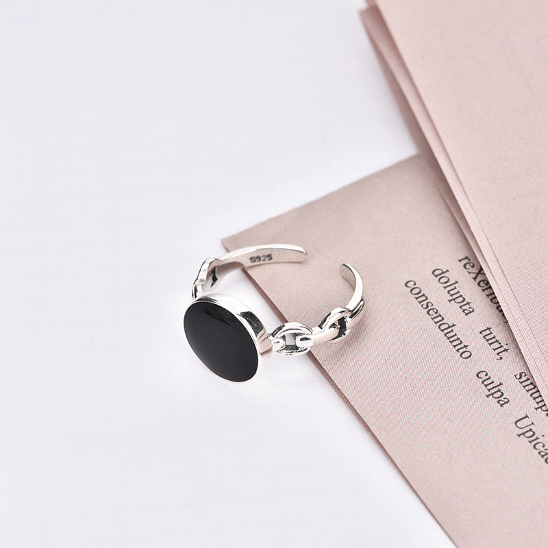 Korean Coin Portrait Cold Style Round Rings