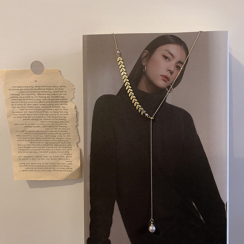 Wheat Pearl Female Simple Cold Style Niche Design Temperament Necklaces