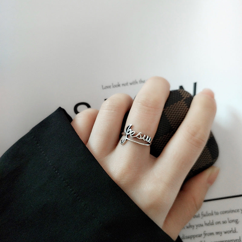 Retro Alphabet Cold Female Distressed Fashion Rings