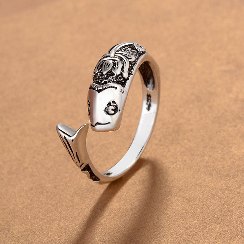 Men's Simple Retro Fish Open Sier Accessories Rings