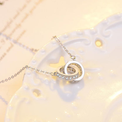 Women's Sterling Sier Double Pendant Niche Design Necklaces