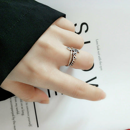 Retro Alphabet Cold Female Distressed Fashion Rings