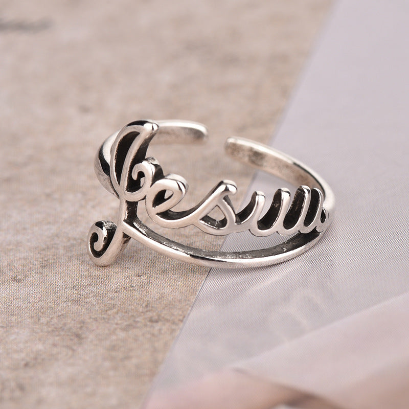 Retro Alphabet Cold Female Distressed Fashion Rings