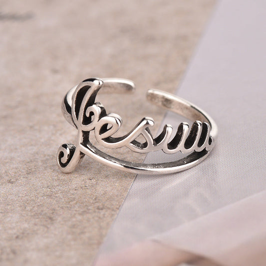 Retro Alphabet Cold Female Distressed Fashion Rings