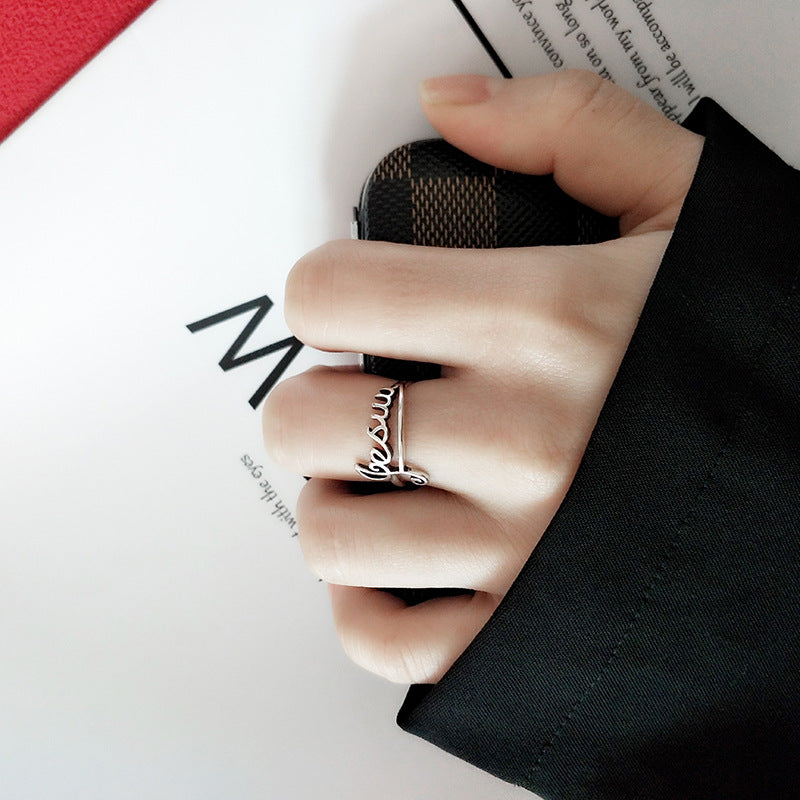 Retro Alphabet Cold Female Distressed Fashion Rings