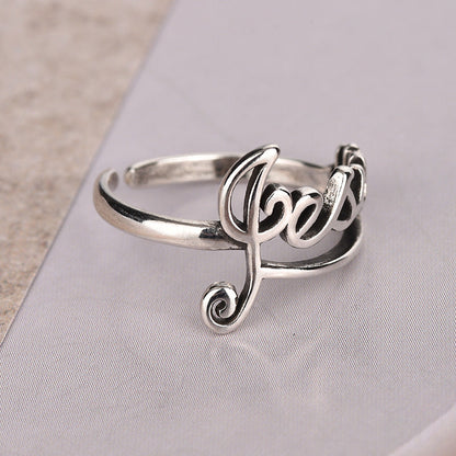 Retro Alphabet Cold Female Distressed Fashion Rings