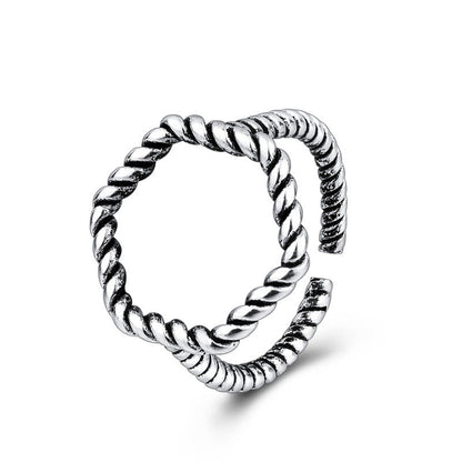Women's Retro Hexagonal Twist Open-end Adjustable Birthday Gift Rings