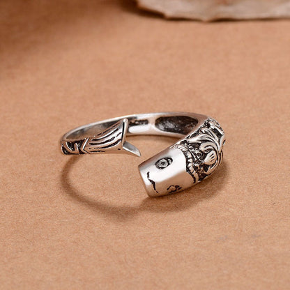 Men's Simple Retro Fish Open Sier Accessories Rings