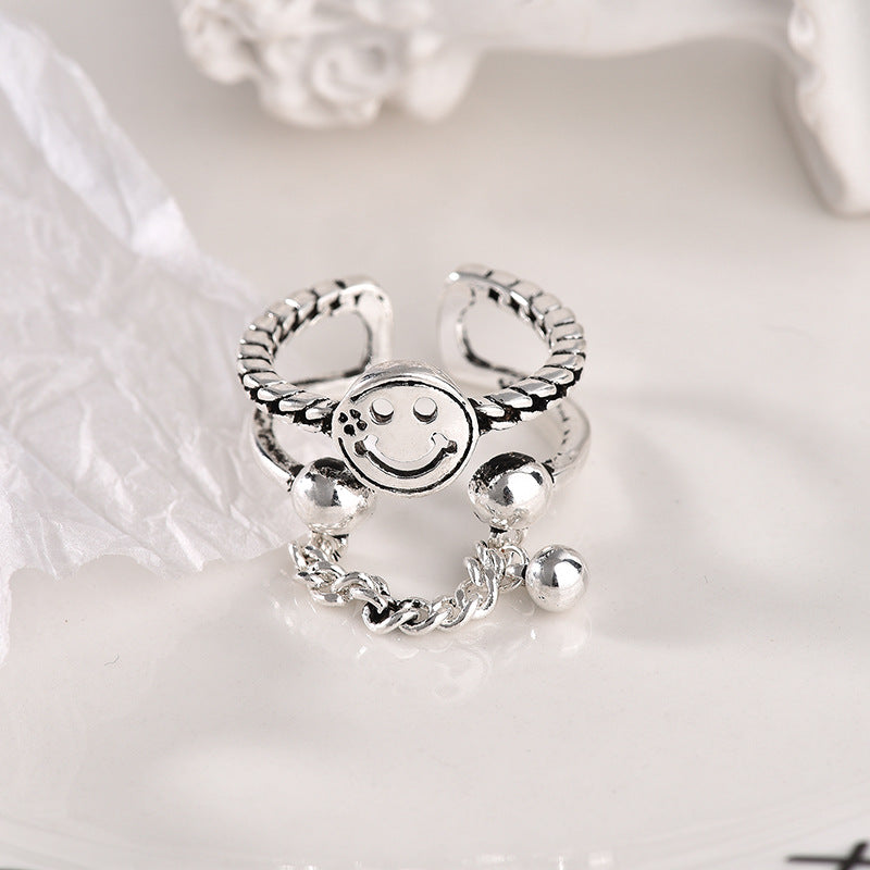 Smiley Hemp Rope Open Minimalist Creative Rings