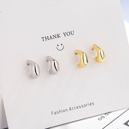 Style Hook Shaped Sier Needle Personality Earrings