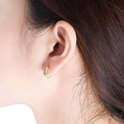 Style Hook Shaped Sier Needle Personality Earrings