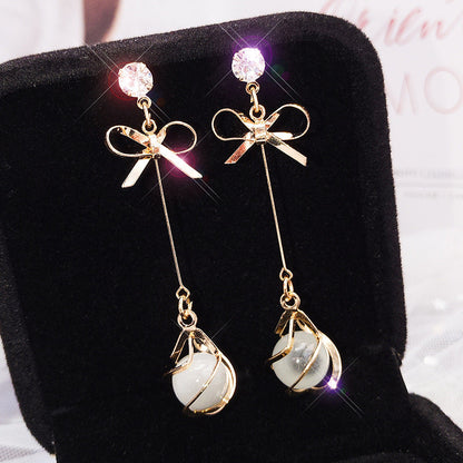 Sier Needle Version Long Elegant Female Personality Earrings