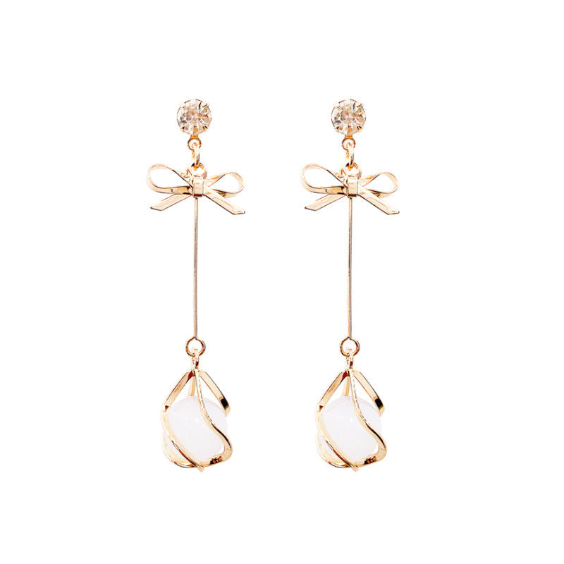 Sier Needle Version Long Elegant Female Personality Earrings