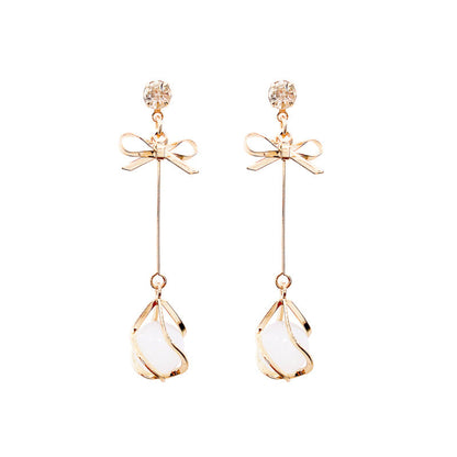 Sier Needle Version Long Elegant Female Personality Earrings