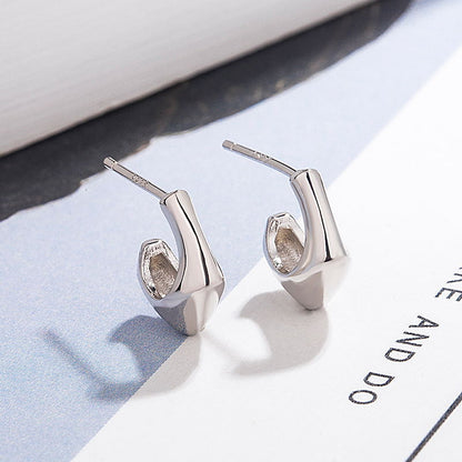 Style Hook Shaped Sier Needle Personality Earrings