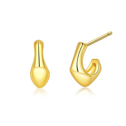 Style Hook Shaped Sier Needle Personality Earrings