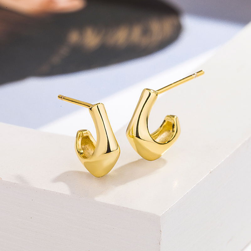 Style Hook Shaped Sier Needle Personality Earrings