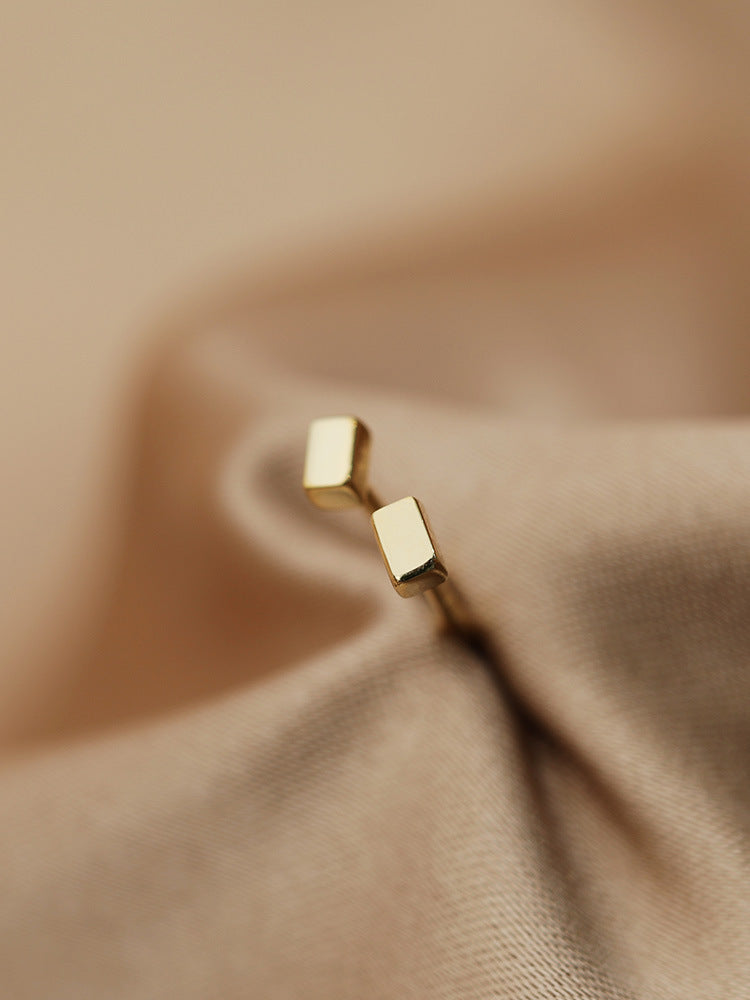 Mini Gold Square Plated Sterling Sier Simple Female Small Earrings
