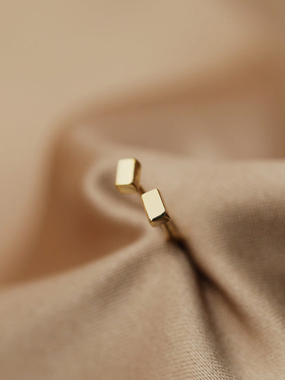 Mini Gold Square Plated Sterling Sier Simple Female Small Earrings