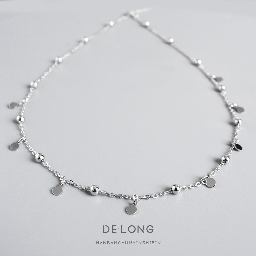 Women's Personality Simple Round Beads Sterling Sier Style Korean Elegant Necklaces