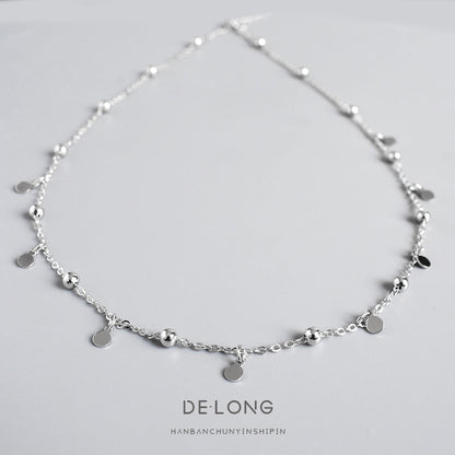 Women's Personality Simple Round Beads Sterling Sier Style Korean Elegant Necklaces