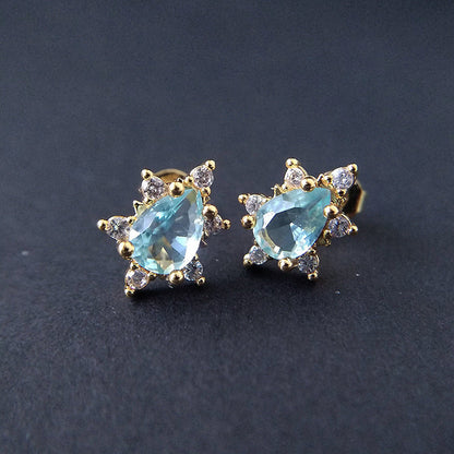Sapphire Sun Flower Ear Fashion Creative Earrings