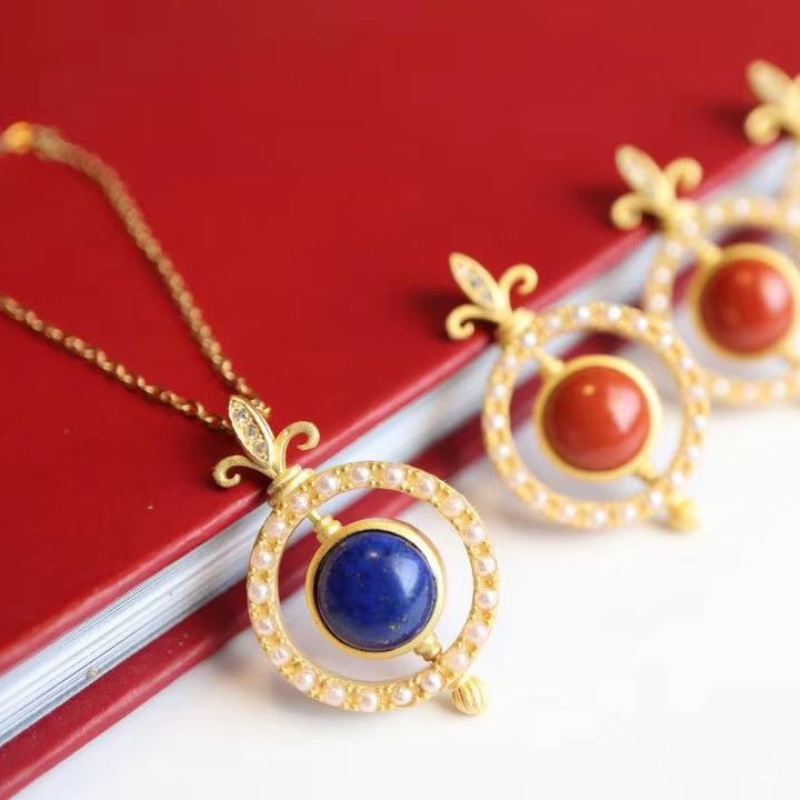 Women's Blue Gold South Red Pendant Sier Necklaces