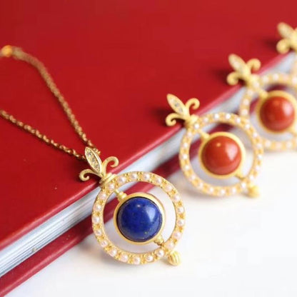 Women's Blue Gold South Red Pendant Sier Necklaces