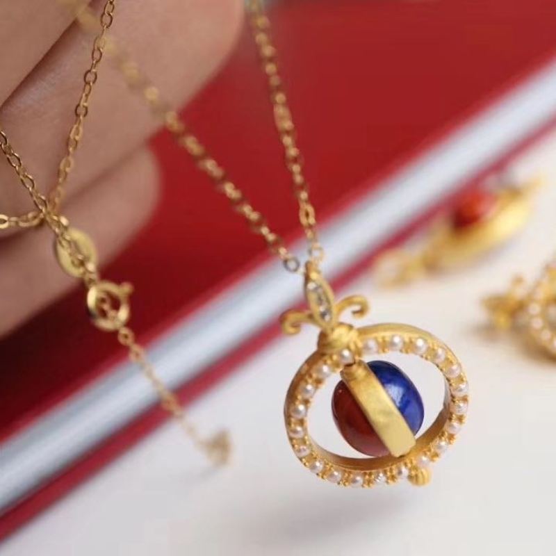 Women's Blue Gold South Red Pendant Sier Necklaces