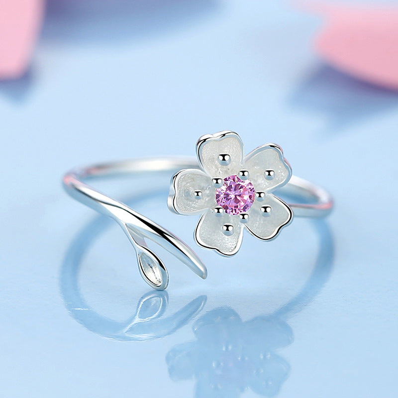 Zircon Flower Index Finger Female Minimalist Creative Rings