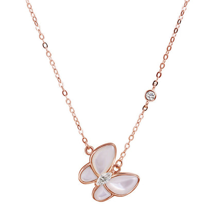 Sier Butterfly Pendant White Shell Clavicle Necklaces