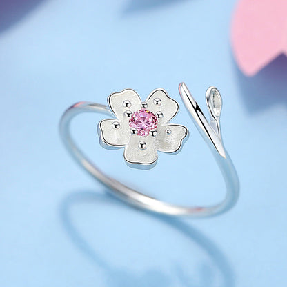 Zircon Flower Index Finger Female Minimalist Creative Rings