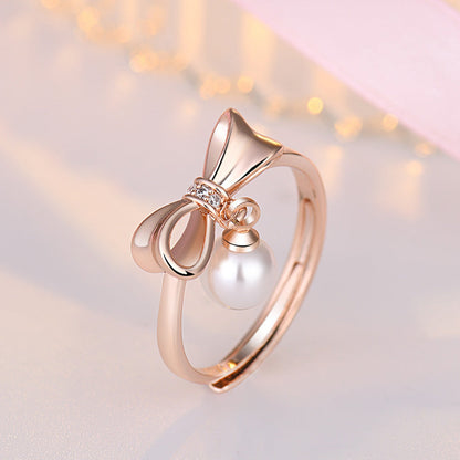 Pearl Female Index Finger Adjustable Mouth Knuckle Style Rings
