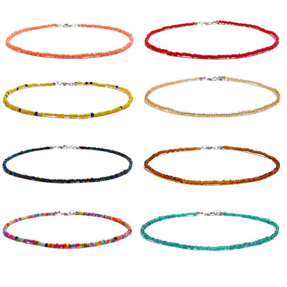 Women's Bohemian Short Handmade Fashion Color Bead Necklaces