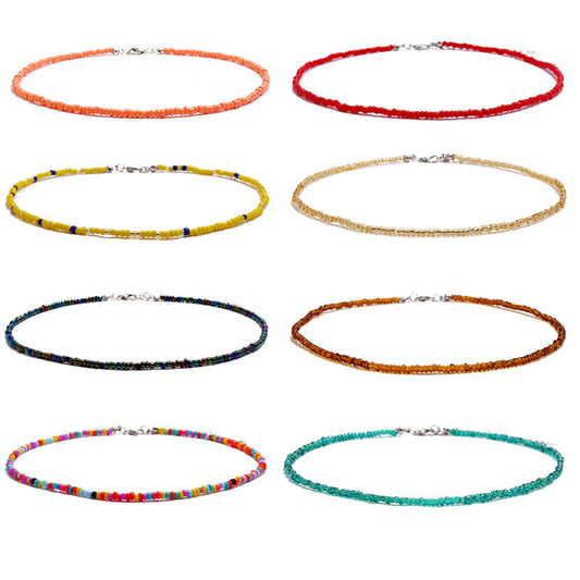 Women's Bohemian Short Handmade Fashion Color Bead Necklaces